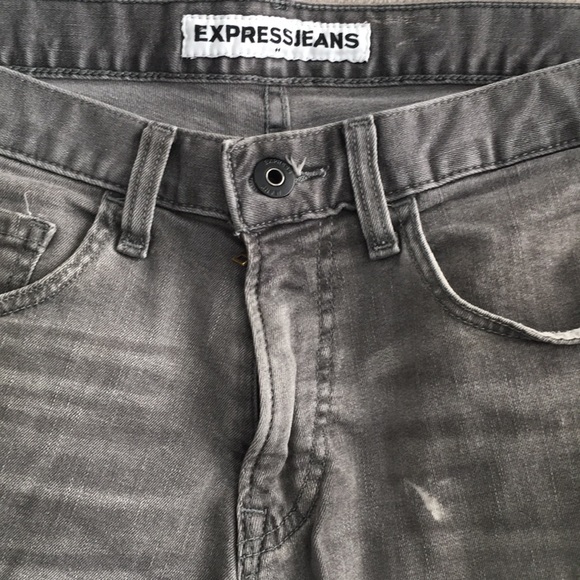 Express Mens | Distressed Gray Jean Denim Shorts | Size 32 - Picture 3 of 4
